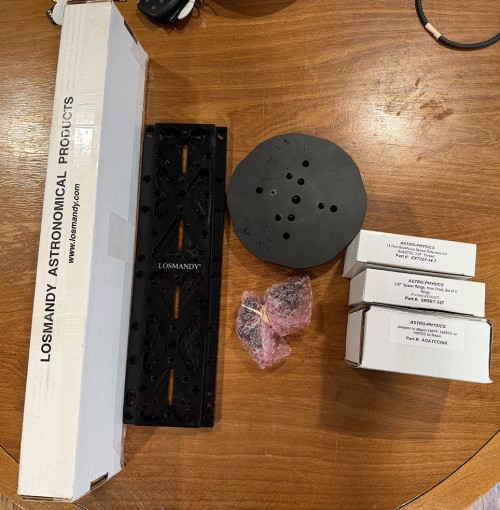 Astrophysics items, AP- Losmandy 14 " D plate EXT 327-14.7 and MORE