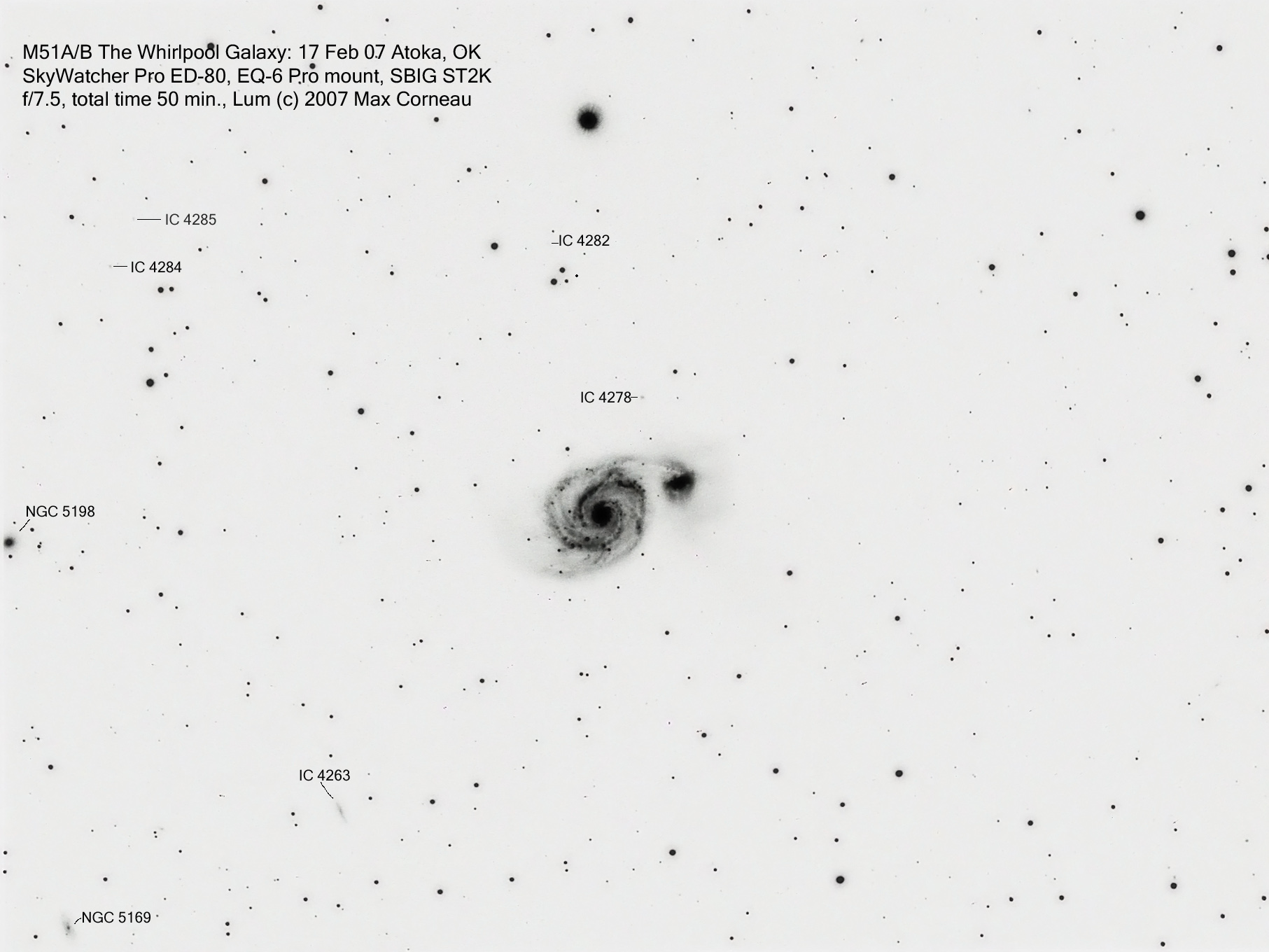 Negative of M51 Field image