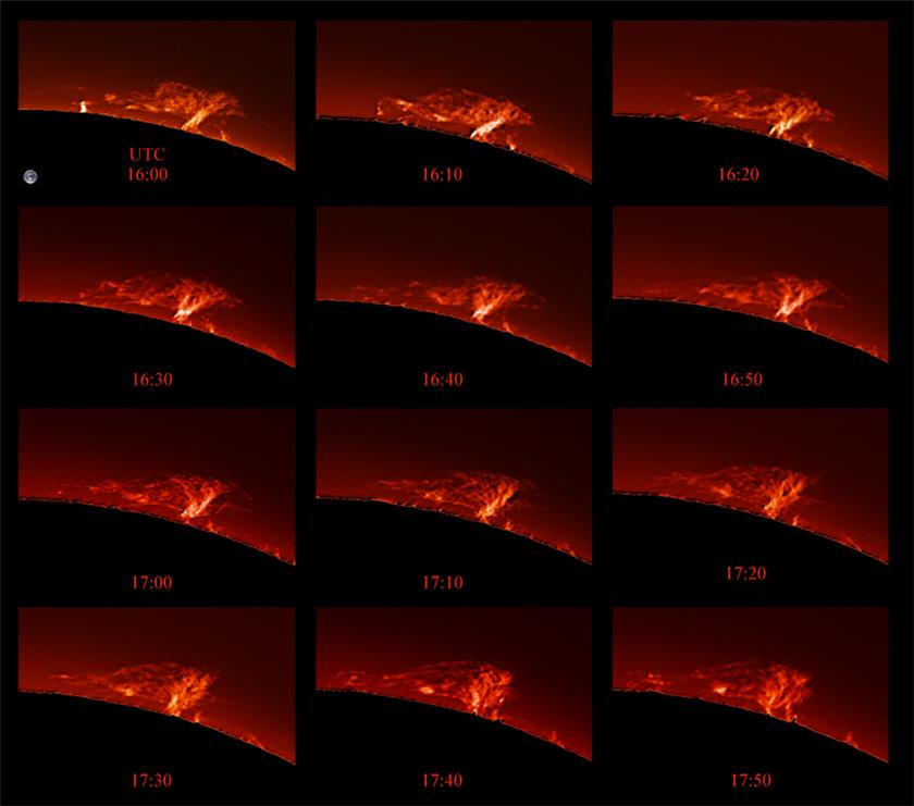 Changes in the prominence from the 22 of April 200