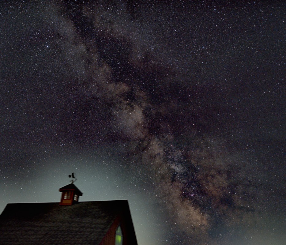 A galaxy looming over the barn
