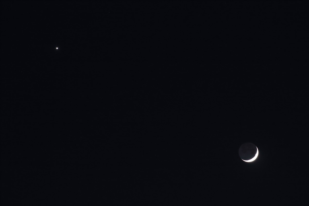 Crescent Moon with Earthshine and Venus