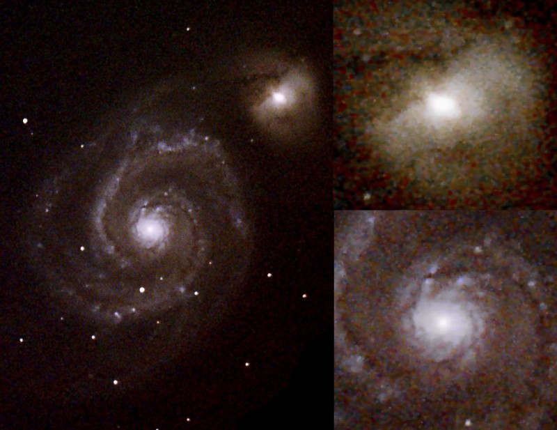 Messier 51 and NGC5195 with Core Dust Lane Detail