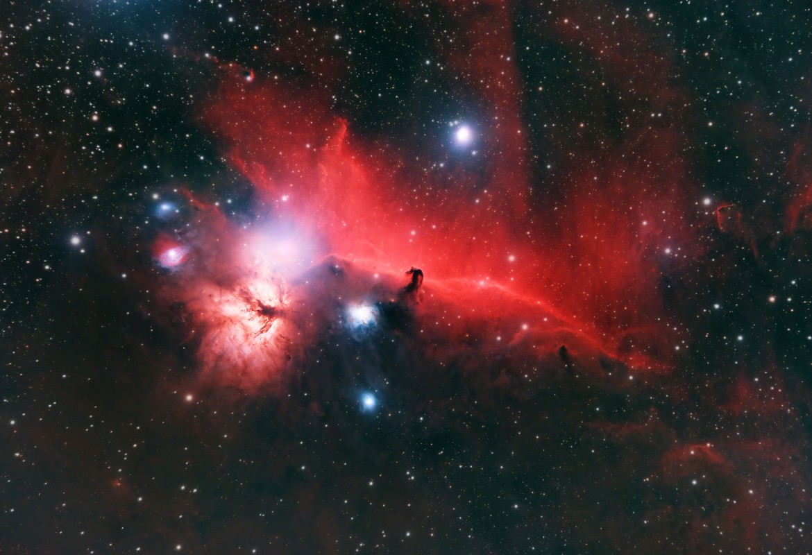 Flame Nebula and Horsehead Nebula