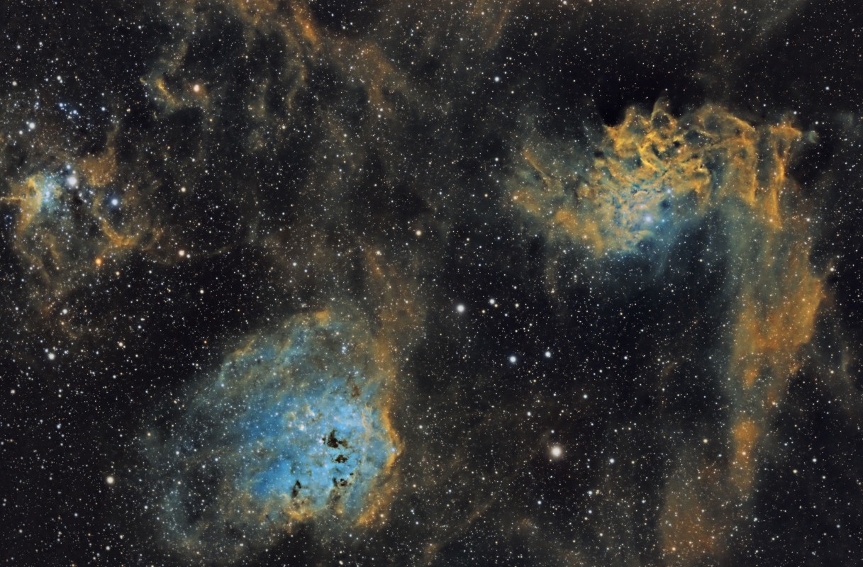 Flaming Star and Tadpoles Nebula