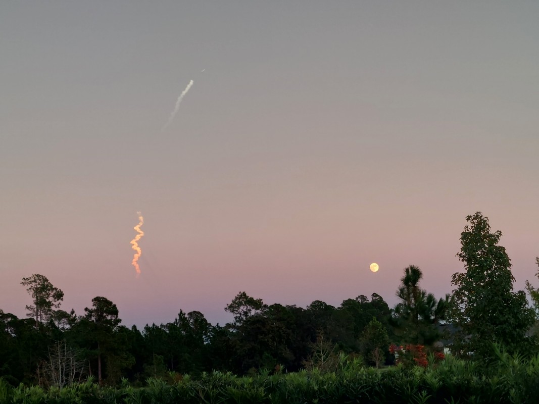 Falcon 9 Booster Rocket Separation Over Luna