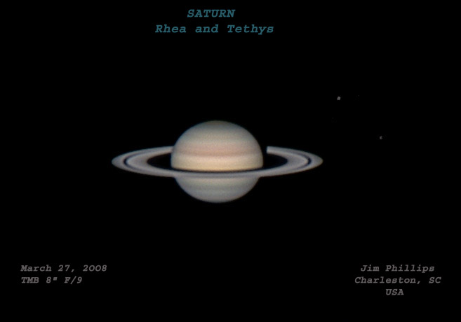 Saturn with Rhea and Tethys