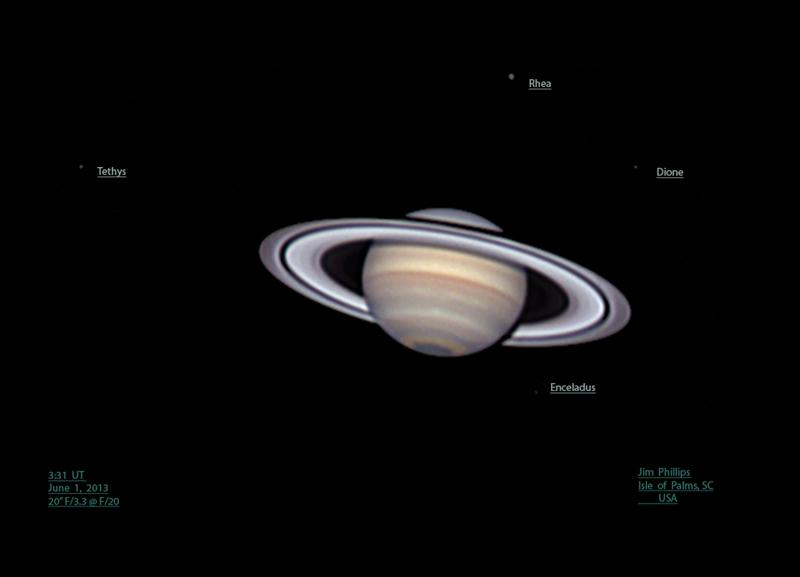 Saturn with Moons June 1, 2013