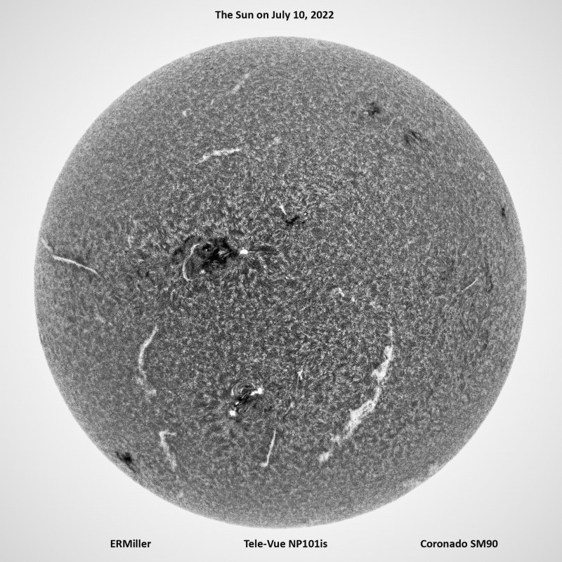Sun in H-alpha July 10, 2022 image