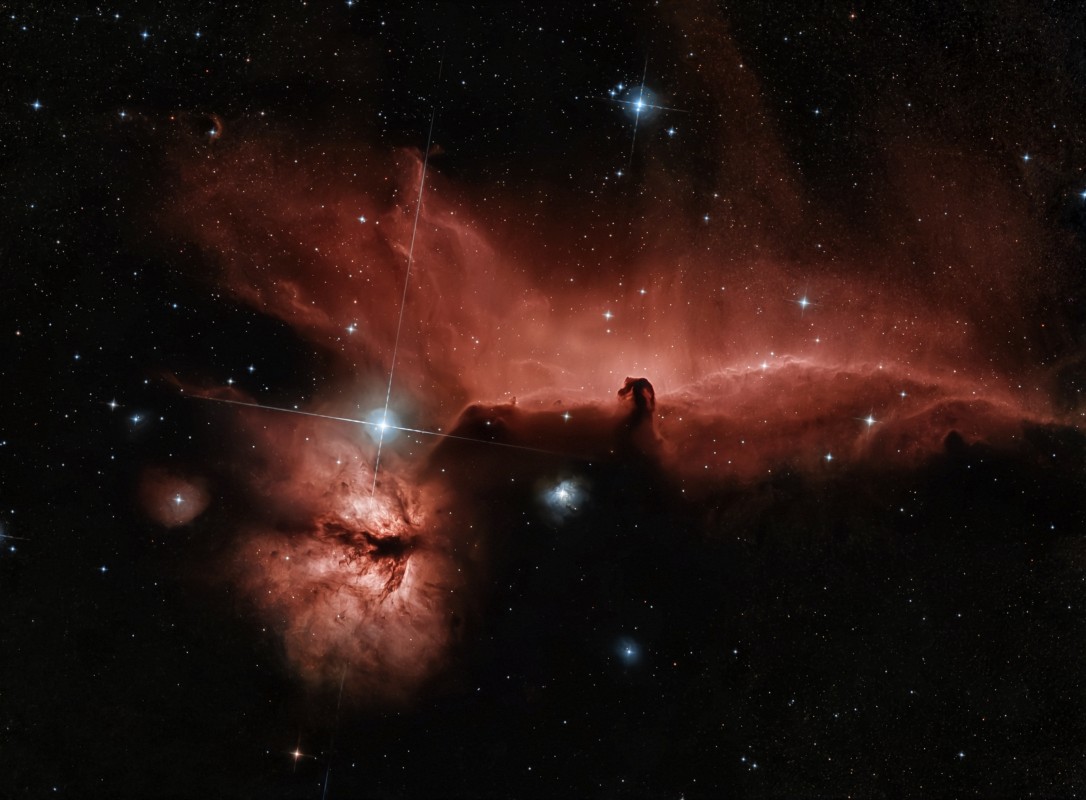 Horsehead and Flame Nebulas 4 panel mosaic